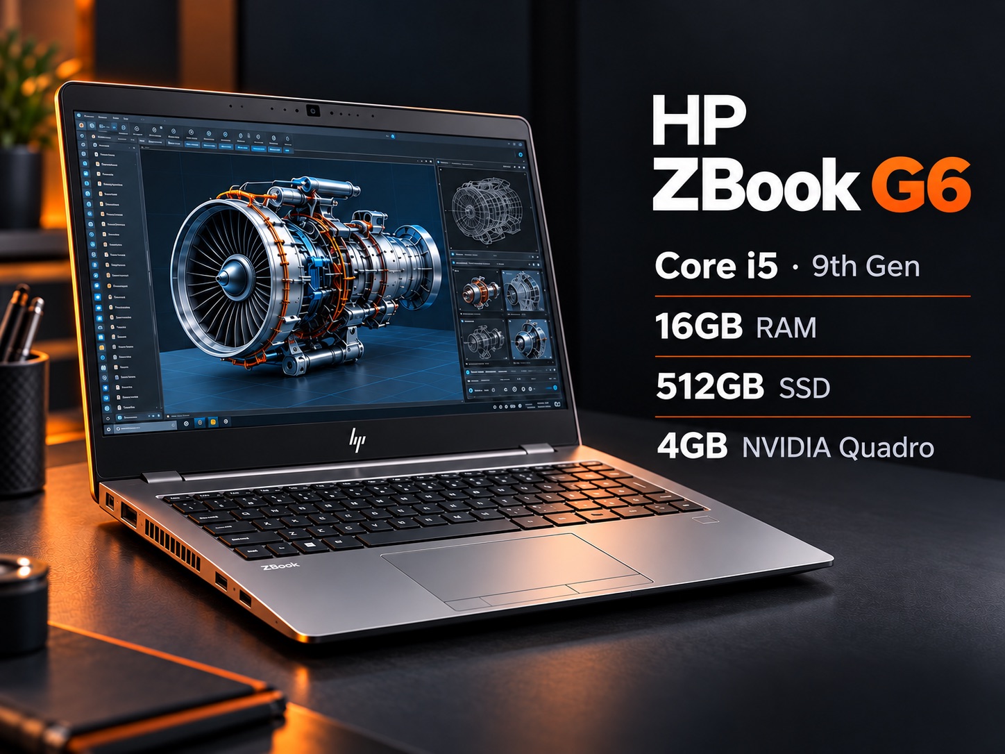 HP ZBook G6 — Core i5 · 9th Gen — 16GB RAM — 512GB SSD — 4GB NVIDIA Quadro