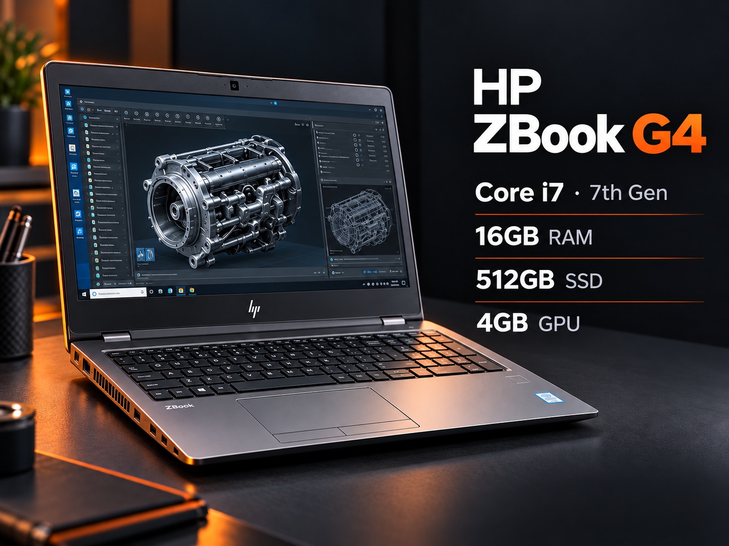 HP ZBook G4 — Core i7 · 7th Gen — 16GB RAM — 512GB SSD — 4GB GPU