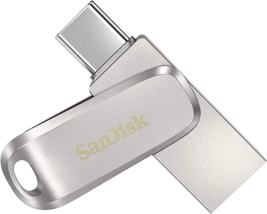 فلاشة SanDisk Ultra Dual Drive Luxe USB Type-C سعة 64 جيجا – فضي