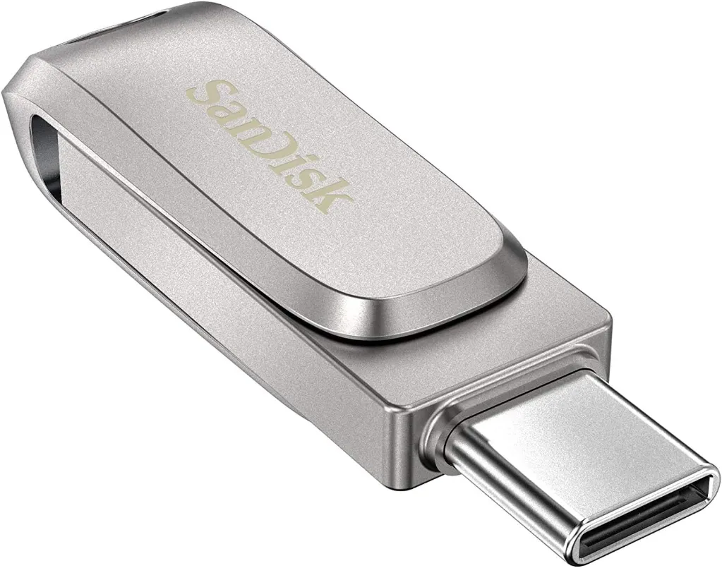 فلاشة SanDisk Ultra Dual Drive Luxe USB Type-C سعة 64 جيجا – فضي