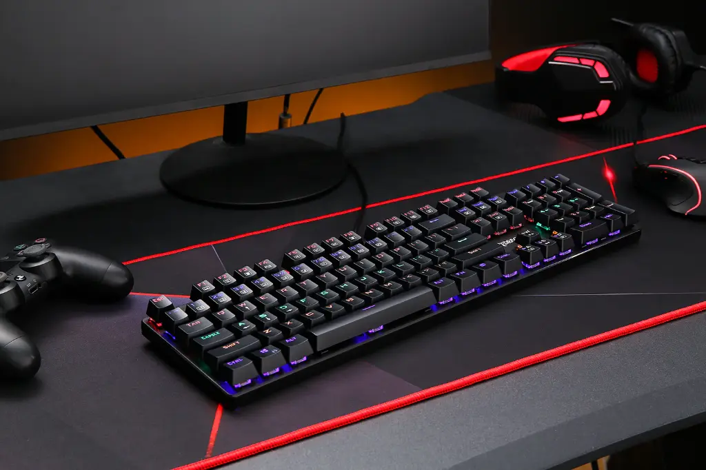 Redragon K608 Valheim Mechanical Gaming Keyboard, Tactile and Clicky Blue Switch, 104 Keys, LED Rainbow Backlit, Wired Keyboard, Full-Key Rollover, Ergonomic Keyboard, for Office and Gaming