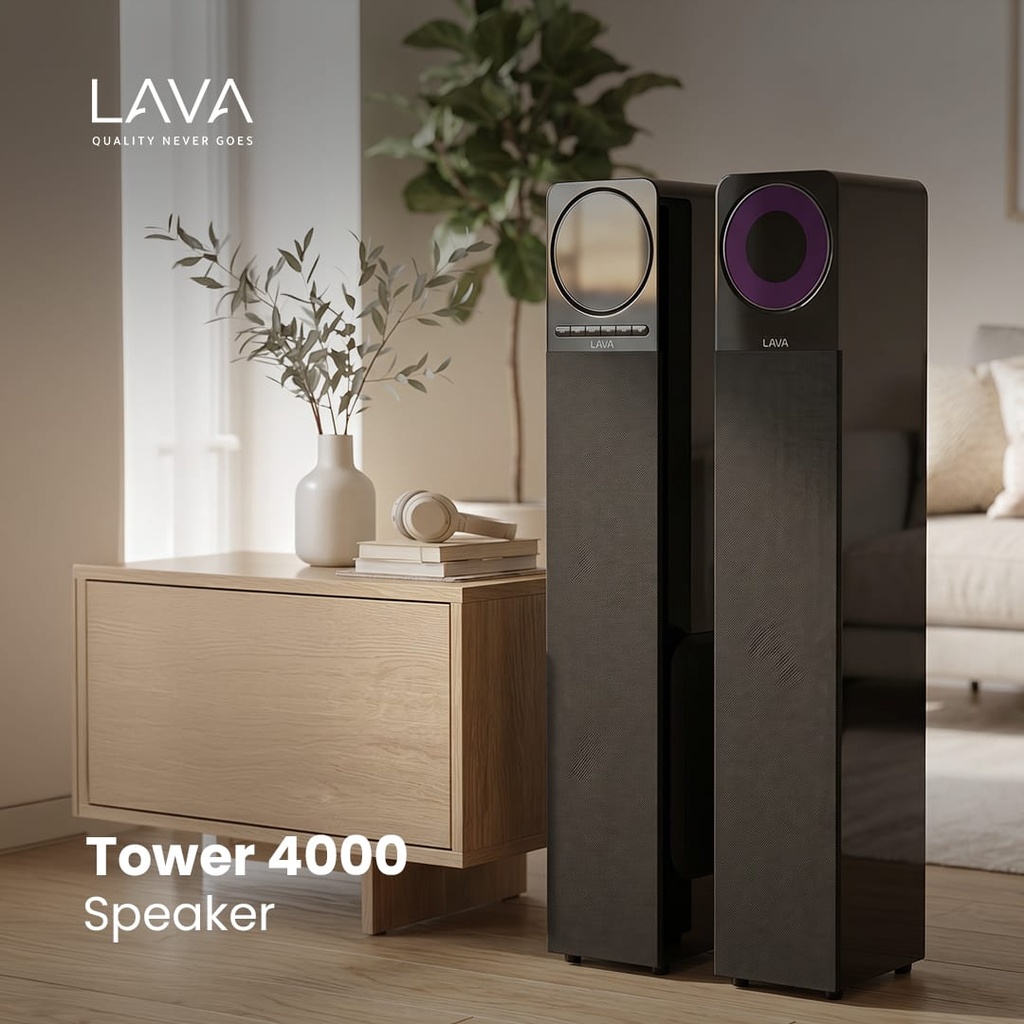 LAVA Tower 4000 Tower Speaker - Black Bluetooth Optical Home Theater Speaker