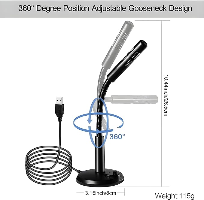 COOLCOLD Mic f-15 , Noise Cancelling USB Microphone for Windows and Mac, Professional PC Microphone Computer, Laptop, Desktop, Plug and Play Mic (Black)