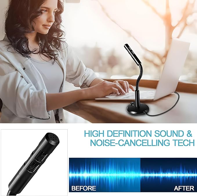 COOLCOLD Mic f-15 , Noise Cancelling USB Microphone for Windows and Mac, Professional PC Microphone Computer, Laptop, Desktop, Plug and Play Mic (Black)