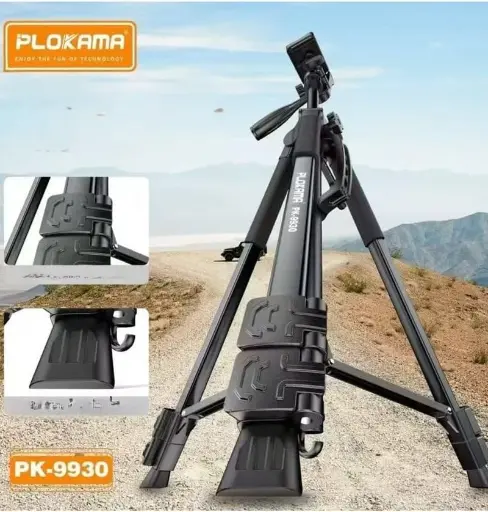 ترايبود Plokama PK-9970 للفيديو 180 سم برأس 360 درجة وريموت بلوتوث – أسود