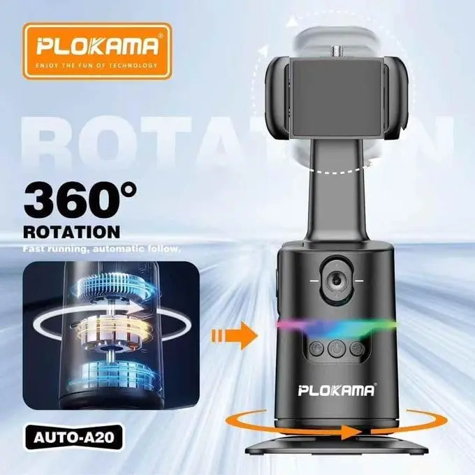 حامل هاتف بتتبع تلقائي 360° PLOKAMA AUTO-A20 – أسود