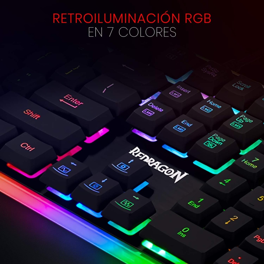 Redragon Dyaus 2 K509RGB Gaming Keyboard-	
Semi Mechanical- colors back lighting, 9 RGB backlighting modes, Brightness adjustment-104 Keys, 11 multimedia keys, Interchangeable “↑ ← ↓ →” keys and “WASD” keys