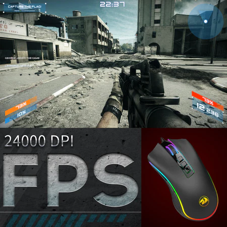 Redragon COBRA M711-FPS Flawless sensor, LK Optical Switch , 24000DPI Gaming Mouse, 16.8 Million RGB backlight