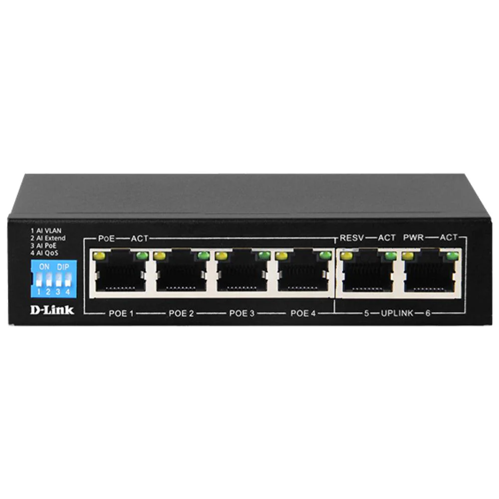 D-Link DGS-F1006P-E 6-Port Fast Ethernet PoE Switch