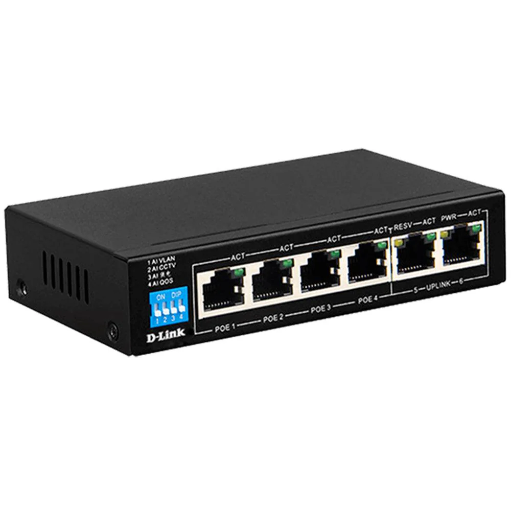 D-Link DGS-F1006P-E 6-Port Fast Ethernet PoE Switch