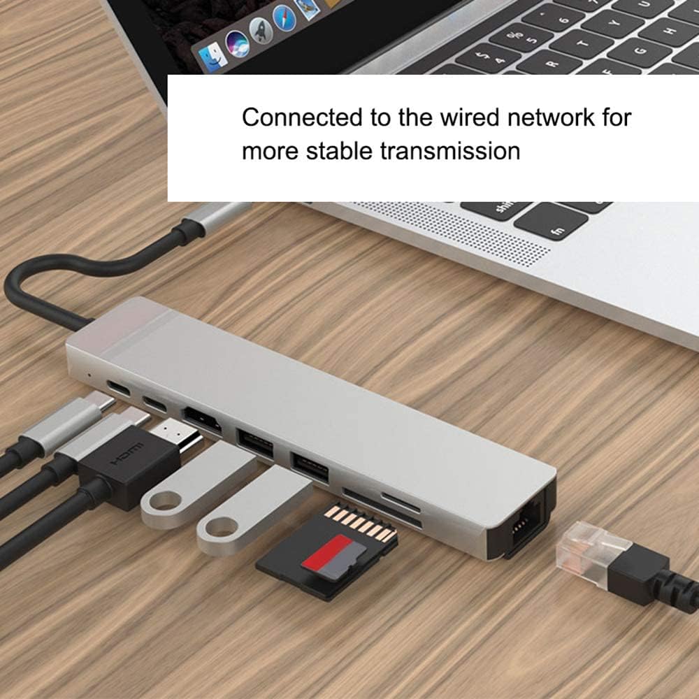 TYPEC TO HD 8 in 1 ZERO HDMI PD 2 USB SD TF Rj45 Compatible with Linux, Windows