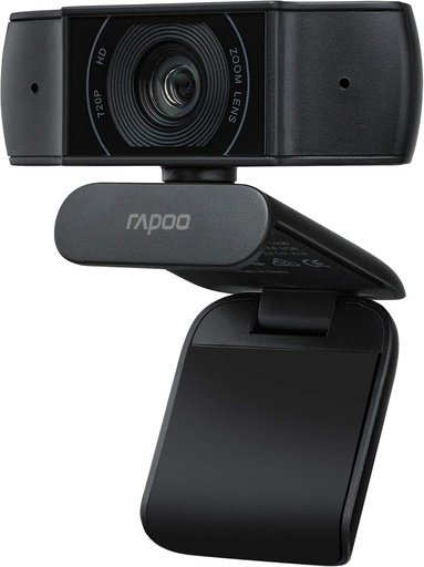 كاميرا ويب Rapoo C200 ‏720p عبر USB بميكروفونين لتقليل الضوضاء، أسود