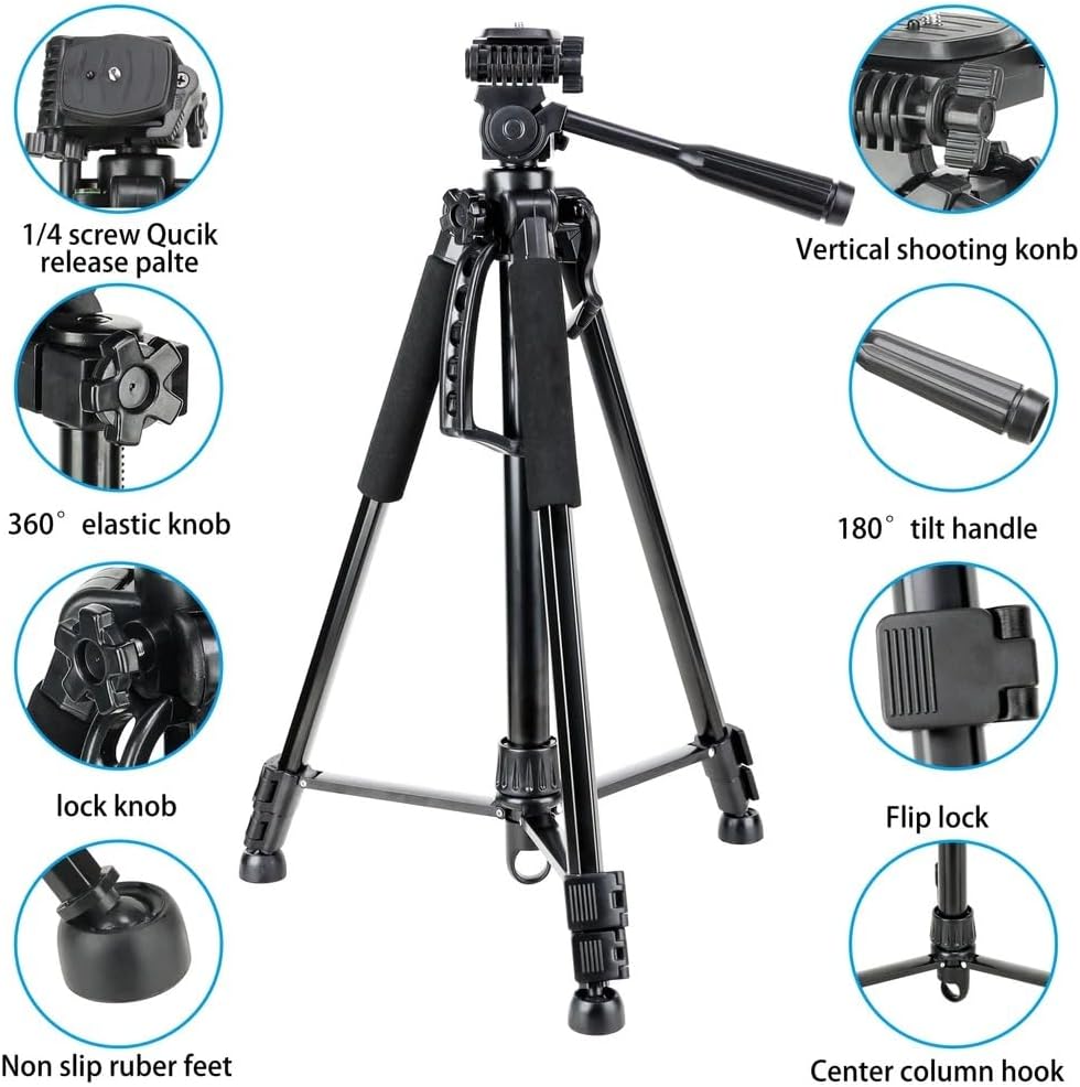 NeePho NP8840 Extendable 180 Degrees Tilt Handle Carbon Fiber Camera Tripod Phone Outdoor Live Selfie Camera Phone Floor, Stand for DSLR Camera
