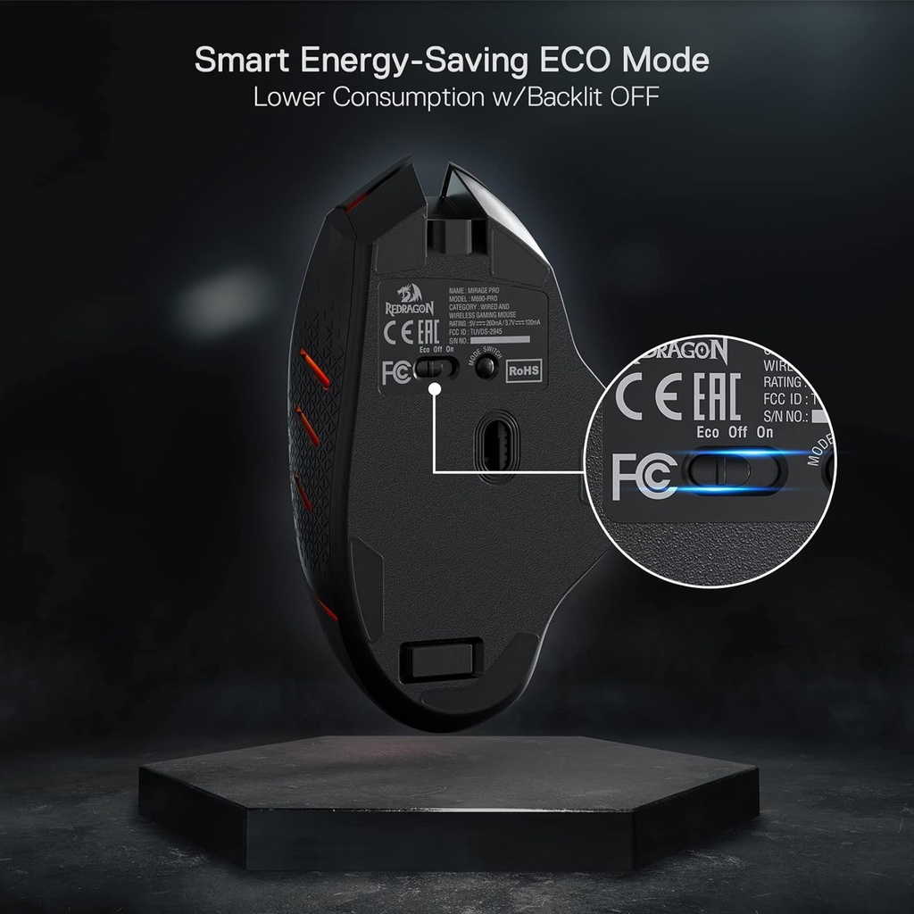 Redragon M690 PRO Wireless Gaming Mouse, 8000DPI Wired/Wireless Gaming Mouse with Quick Fire Button, 8 Macro Buttons