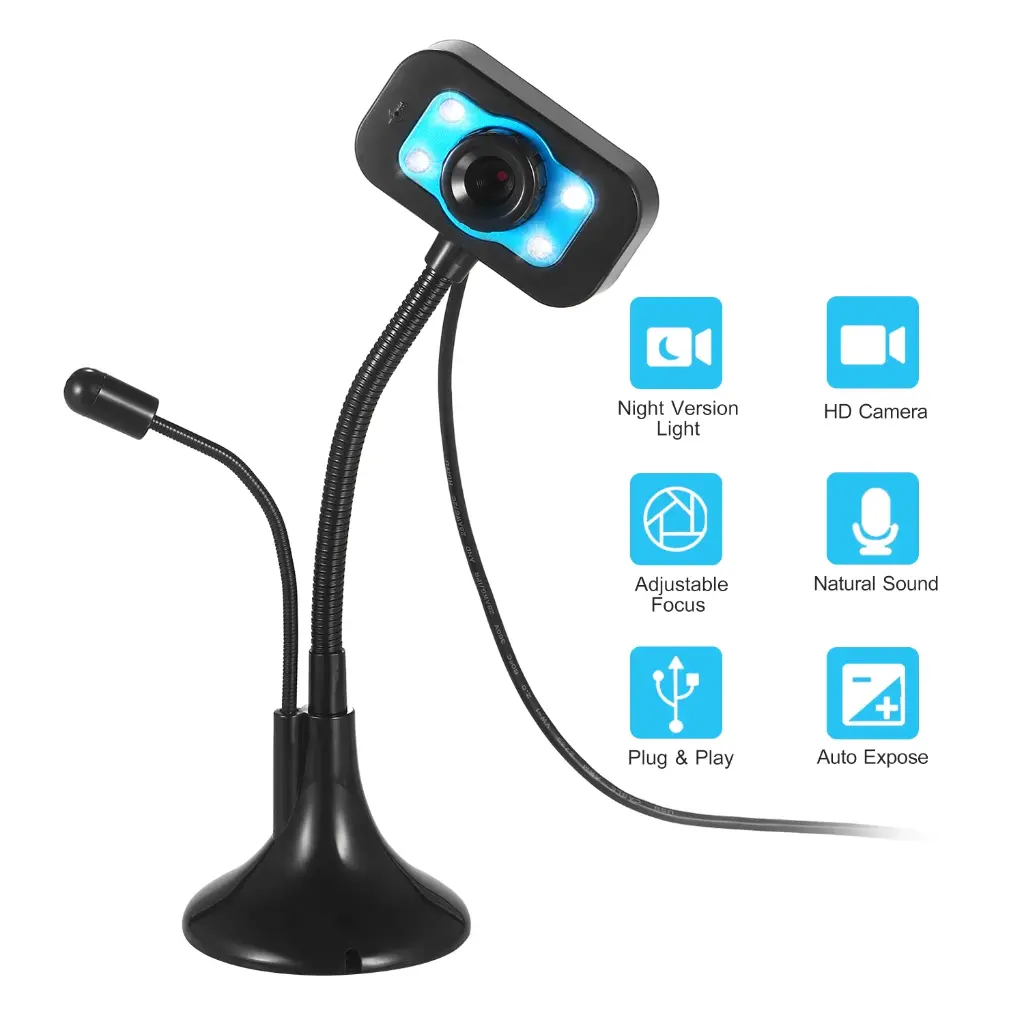 Webcam 480P 720P 1080P Portable Digital Camera Plug And Play Free Driver High Precision Glass Lens