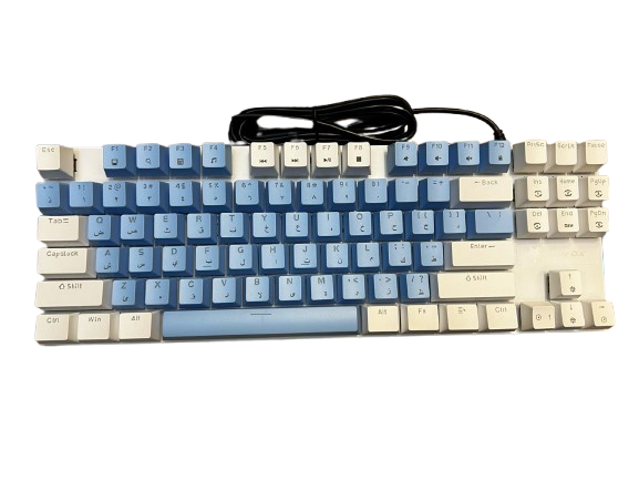Xunfox K80 Gaming Keyboard - Blue Mechanical Switch – Rainbow backlight – 87 Keys TKL Size – Double Color keycaps – ( Arabic & English Keys )