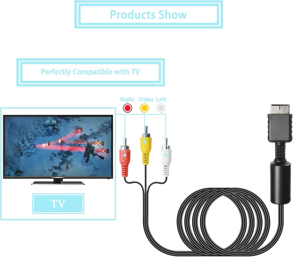 Playstation 3 Audio Video Cables - Game Console Component Accessories Connection Cord, RCA AV to TV Cable for Playstation, PS1, PS2, PS3
