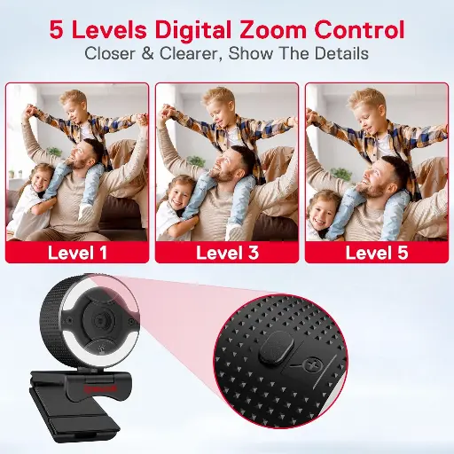 كاميرا ويب Redragon GW910 بدقة 1080p وميكروفونين وإضاءة حلقية