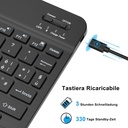 Bluetooth Keyboard for iPad, Samsung Tablet, iPad Air, iPad Pro, Lenovo, Huawei, Xiaomi Pad, Italian Keyboard for IOS/Android and Windows Devices with Bluetooth, Black