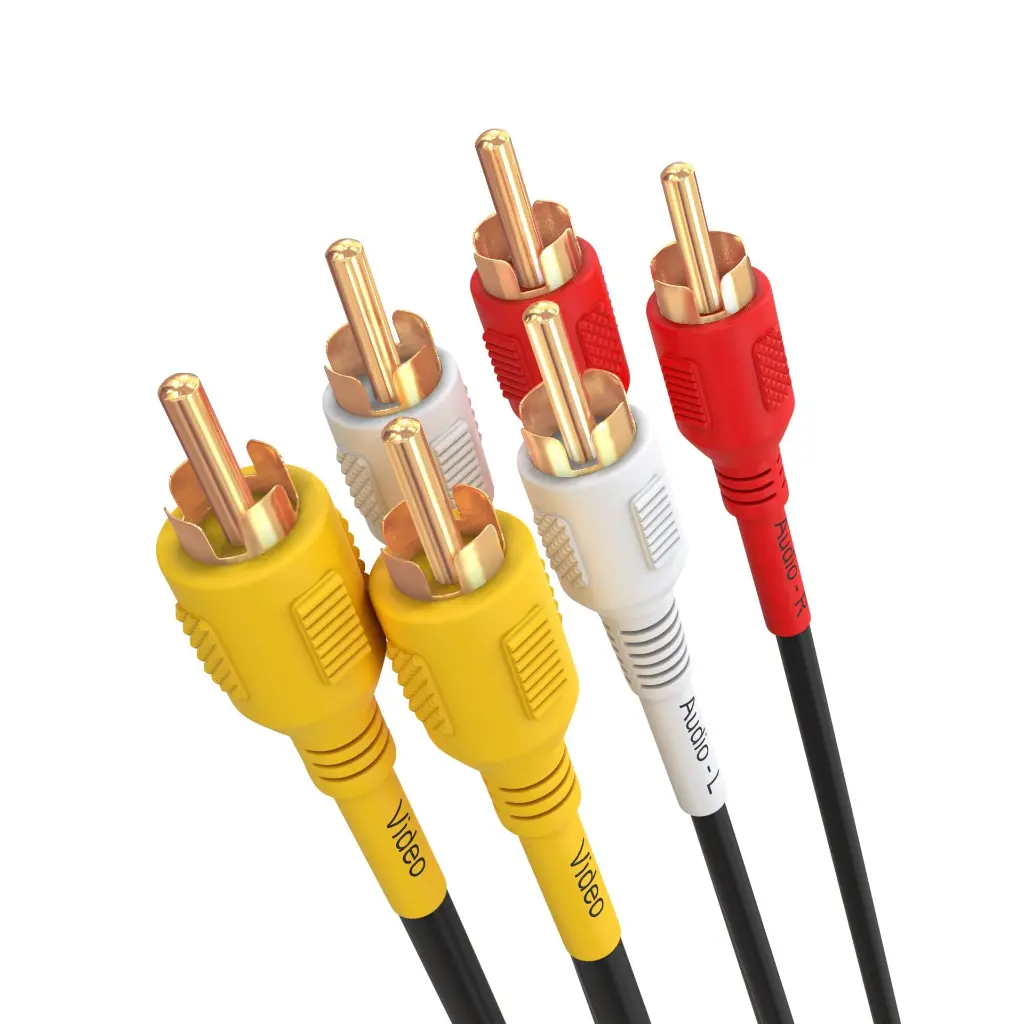 3x3 RCA Audio/Video Cable, 10m, Colour-Coded Composite AV Lead