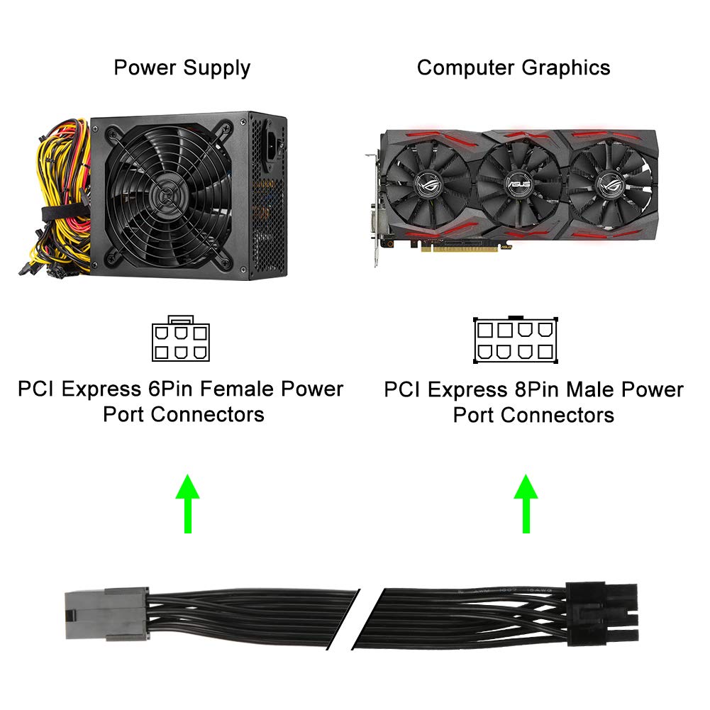PCI-E PCI Express 6Pin to 8Pin Video Card Extension Power Cable