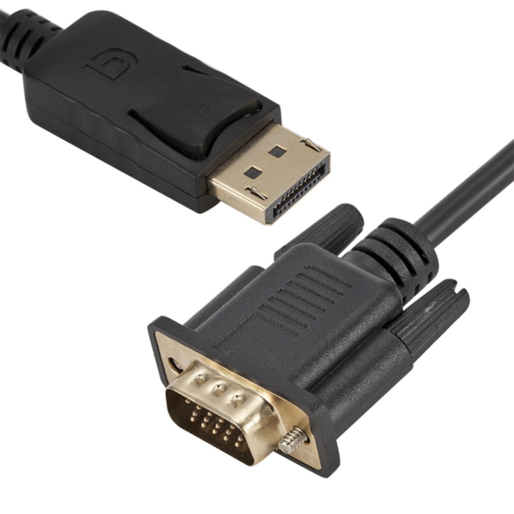 DisplayPort to VGA Cable 1.8m, Black, 1080p Full HD
