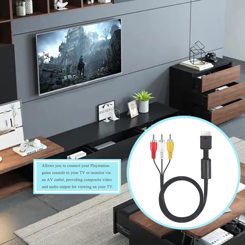 Playstation 3 Audio Video Cables - Game Console Component Accessories Connection Cord, RCA AV to TV Cable for Playstation, PS1, PS2, PS3