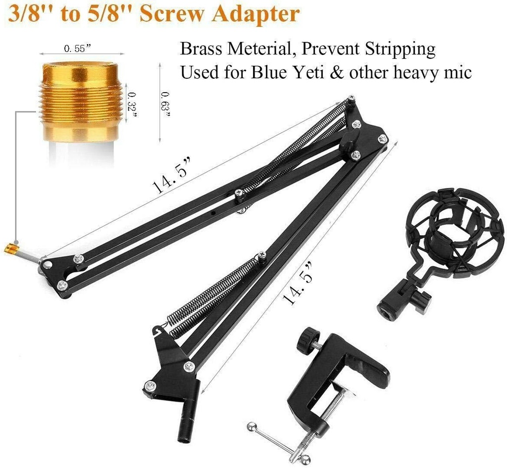 COOLCOLD Mic f-15 , Noise Cancelling USB Microphone for Windows and Mac, Professional PC Microphone Computer, Laptop, Desktop, Plug and Play Mic (Black)