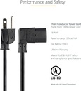 Computer Power Cord, NEMA 5-15P to Right Angle C13, 10A 125V, 18AWG, Replacement AC Power Cord, PC Power Supply Cable, Printer / Monitor Power Cord 