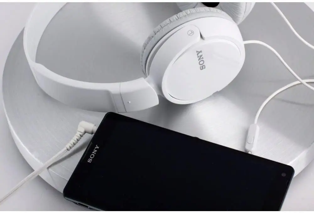 Sony MDR-ZX110AP Wired On-Ear Headphones with Mic - White