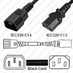 Power Cord, C13 to C14 – 10A, 250V, 18 AWG UPS ORIGINAL