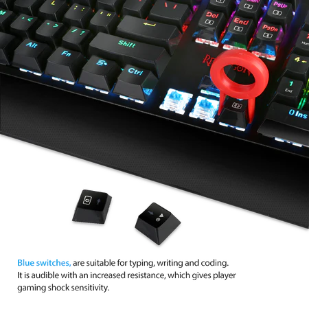Redragon K608 Valheim Mechanical Gaming Keyboard, Tactile and Clicky Blue Switch, 104 Keys, LED Rainbow Backlit, Wired Keyboard, Full-Key Rollover, Ergonomic Keyboard, for Office and Gaming