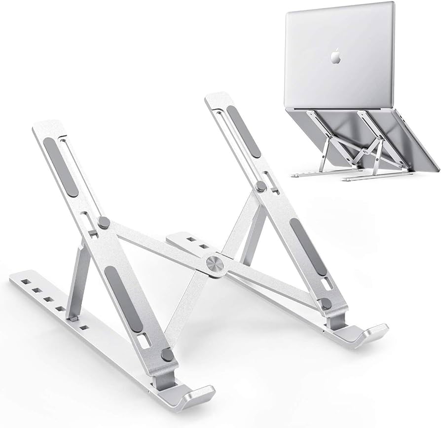 Laptop Stand, Laptop Stand for Desk, Adjustable Ergonomic Portable Aluminum Laptop Stand, 7 Angle Anti-Slip Computer Stand, Compatible with 9-15.6 inch Laptop, Silver