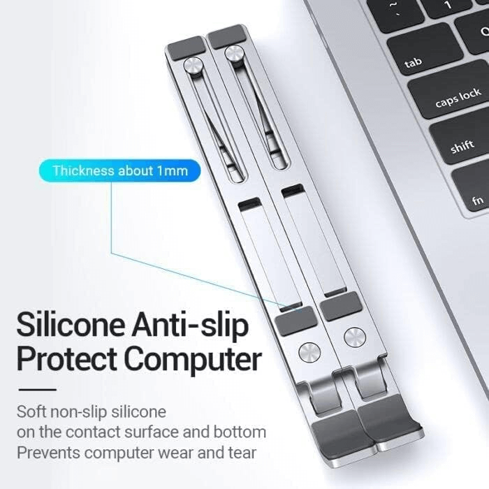 Laptop Stand, Laptop Stand for Desk, Adjustable Ergonomic Portable Aluminum Laptop Stand, 7 Angle Anti-Slip Computer Stand, Compatible with 9-15.6 inch Laptop, Silver