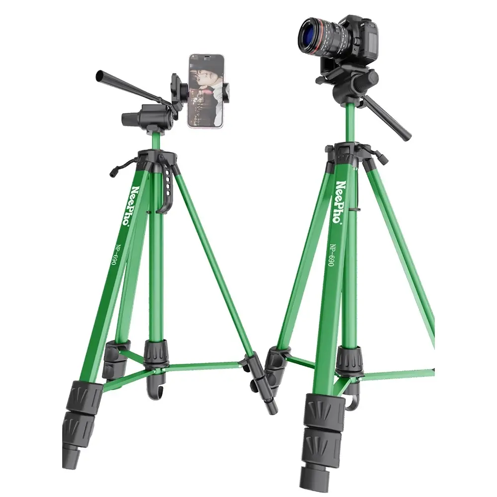 NeePho NP-680 Professional Heavy-Duty Tripod, Multi-Section Legs, Weight Hook