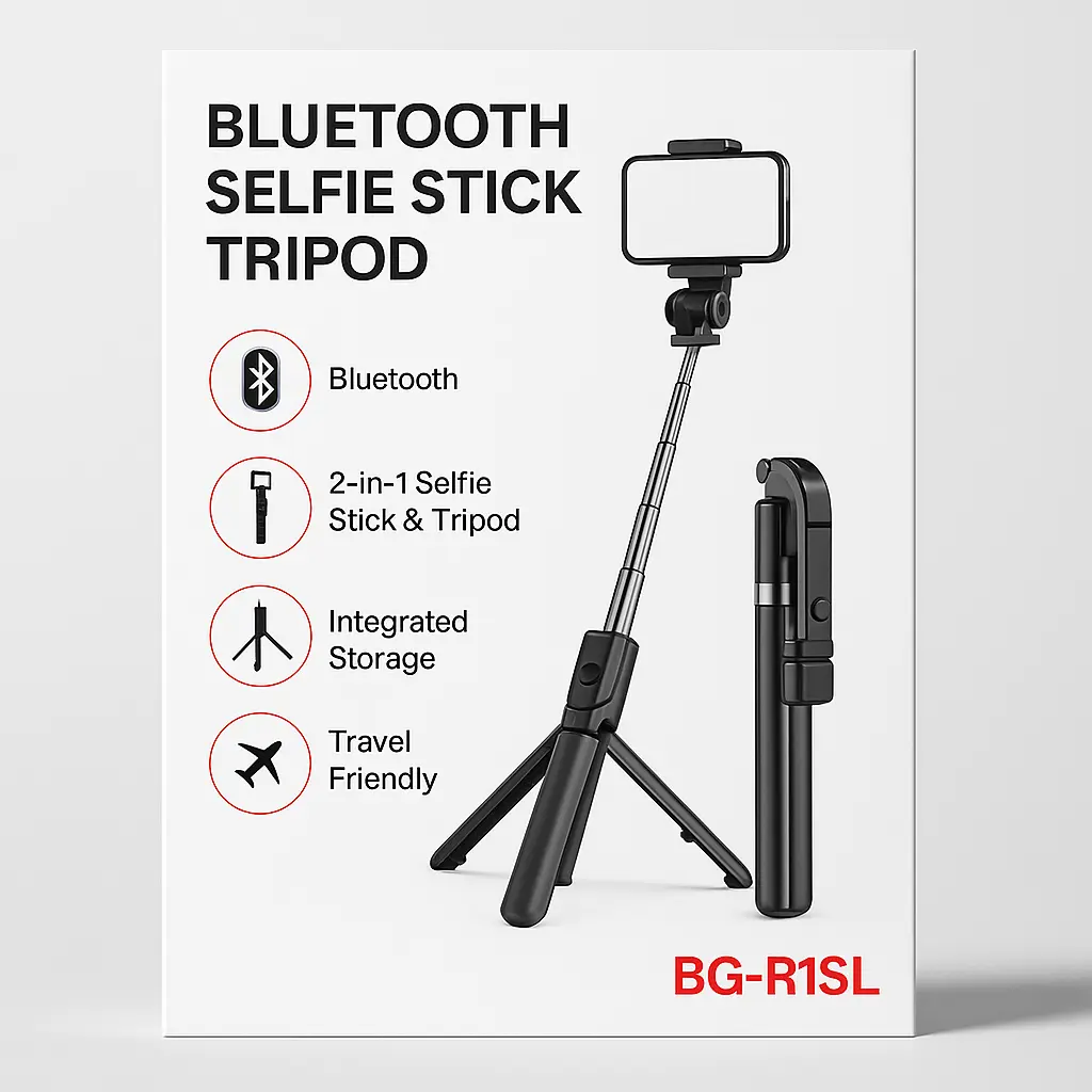 BG-R1SL Bluetooth Selfie Stick Tripod with Detachable Remote