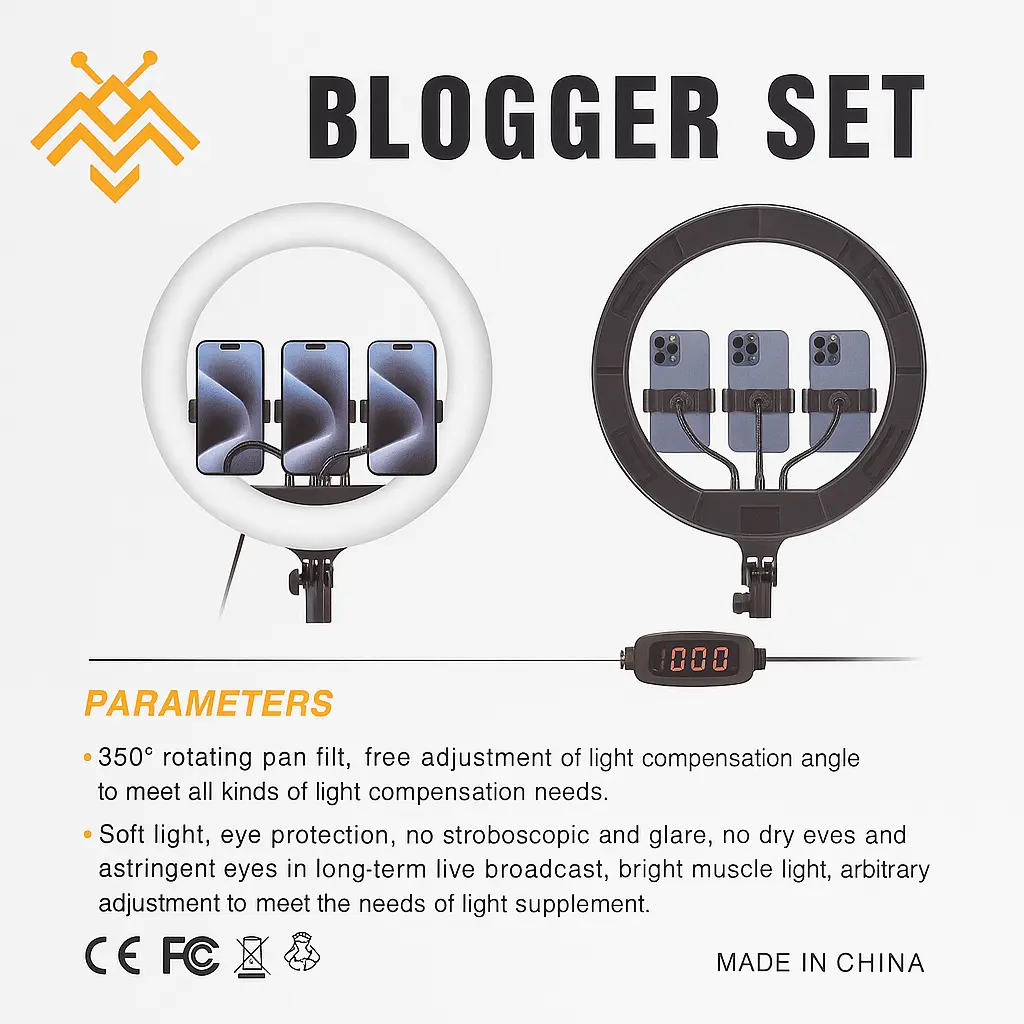 MF-36 14" LED Ring Light Kit with Tripod, 3 Phone Holders and Remote