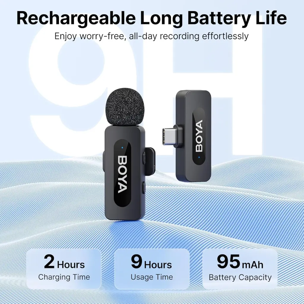 ميكروفون BOYA BY-V10 لاسلكي فائق الصغر 2.4GHz مع مُستقبِل USB-C
