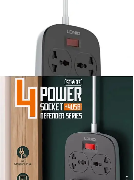 LDNIO SC4407 Fast Charging Power Strip, QC3.0 USB, Surge Protector, Universal Outlets