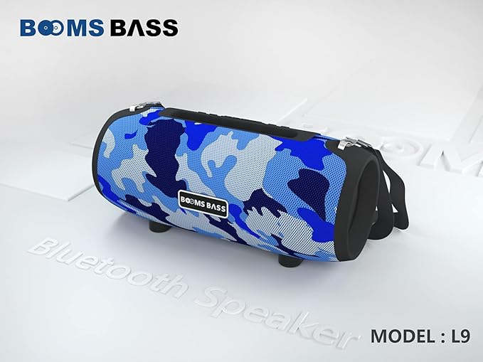 BoomsBass Wireless Portable Bluetooth Speaker with Large Battery, Built in Mic & HD Surround Sound with Deep Bass Also Support USB, SD Card, AUX, FM & Call Function for Android & iOS (L9)