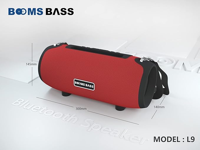 BoomsBass Wireless Portable Bluetooth Speaker with Large Battery, Built in Mic & HD Surround Sound with Deep Bass Also Support USB, SD Card, AUX, FM & Call Function for Android & iOS (L9)