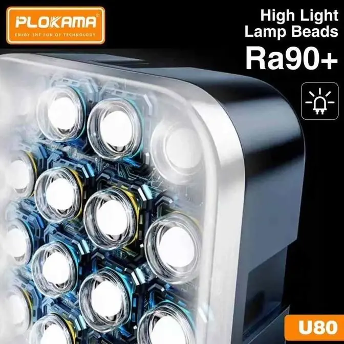 إضاءة Plokama U80 LED للهاتف المحمول - ميني محمولة بمشبك للتصوير والفيديو