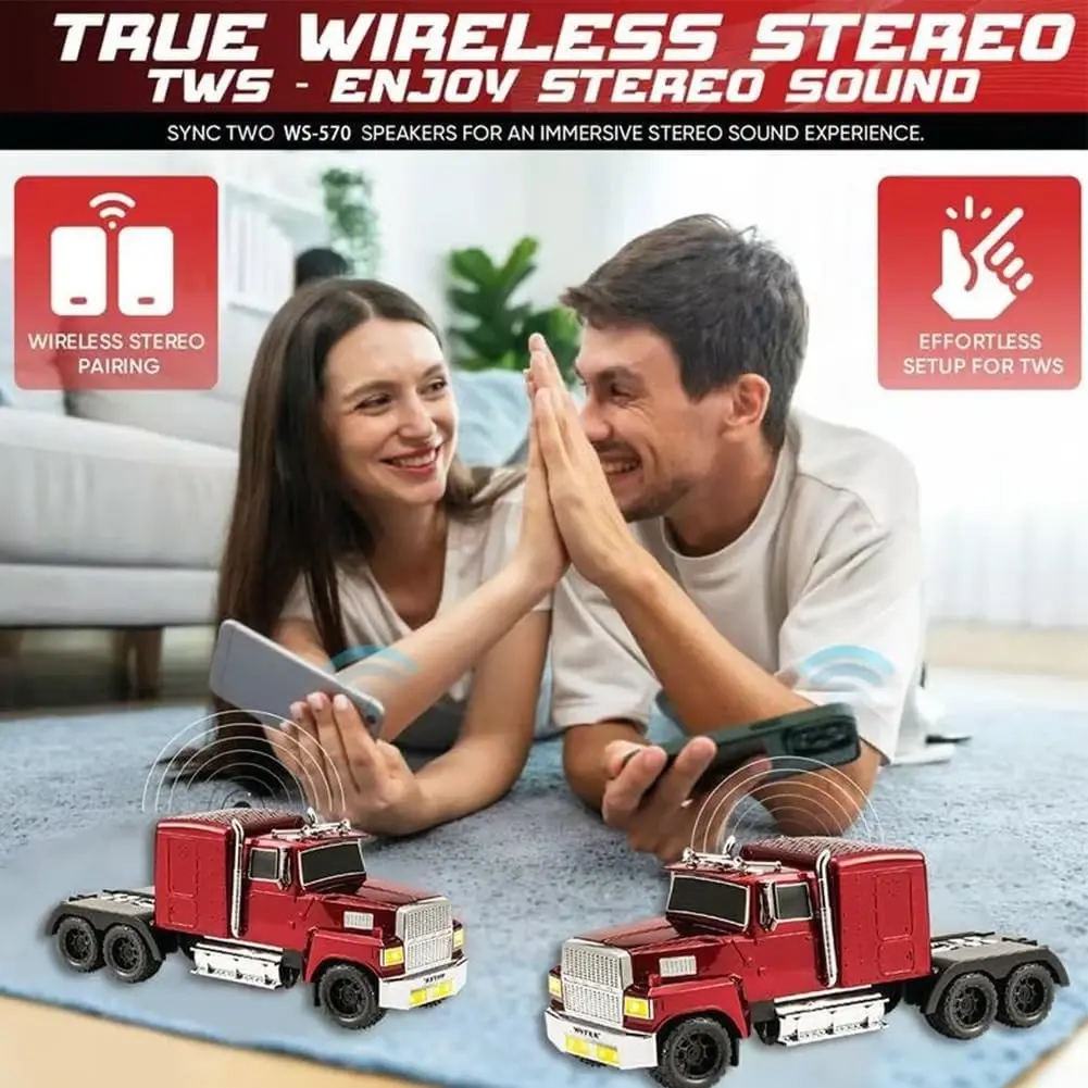 EVO WS-570 Retro American Truck Model Bluetooth Speaker - TWS, LED Lights, FM Radio