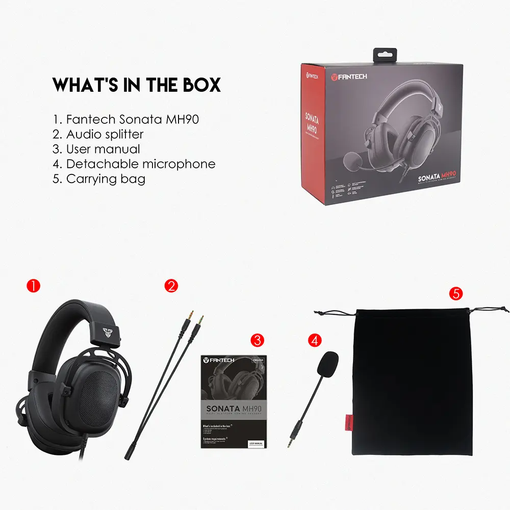 Fantech MH90 Sonata Multi-Platform Gaming Headset, 53mm Drivers