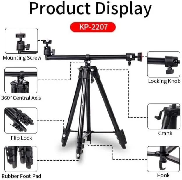 JMARY KP-2207 Portable Aluminum Tripod, 4-Section, up to 133 cm