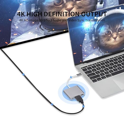USB-C to HDMI Adapter, USB 3.1 Type C to HDMI 4K Multiport AV Converter with USB 3.0 Port Mac HDMI Adapter,USB-C Digital AV Multi Port Adapter Compatible MacBook Pro/ S8+/S9+/Projector/Monitor（Gray）