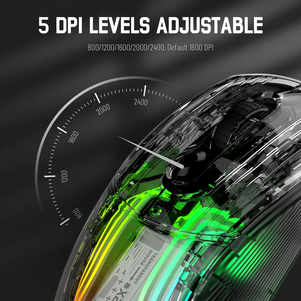 Attack Shark X2 Tri-Mode Wireless Gaming Mouse, Transparent RGB Shell, Black