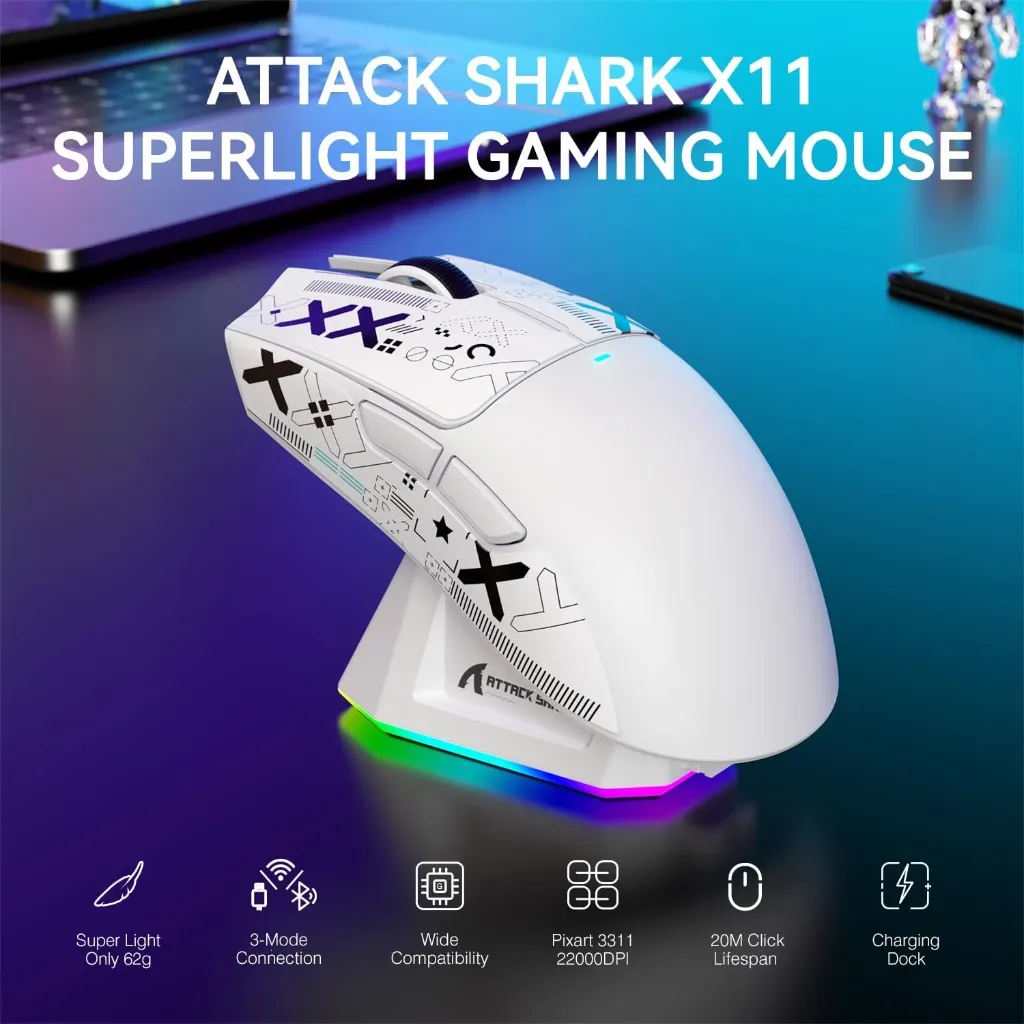 ATTACK-SHARK-X11-Lightweight-Tri-Mode-Wireless-2.4GUSB-C-WiredBT-Gaming-Mouse-with-RGB-Charging-Dock-22K-DPIPAW3311-Optical-Sensor-White-1.webp