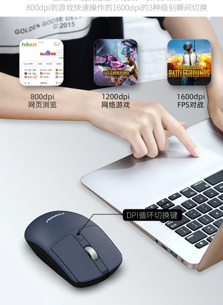 Forev FV-386 Silent Wireless Mouse – Bluetooth & 2.4 GHz, 1600 DPI, Red
