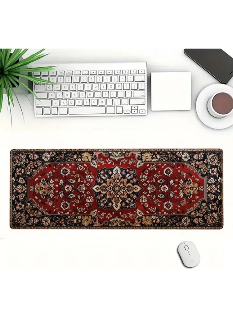 Mouse Pad Bohemian Boho Red Desk Mat 31.5 x 11.8 in (80 x 30 cm)